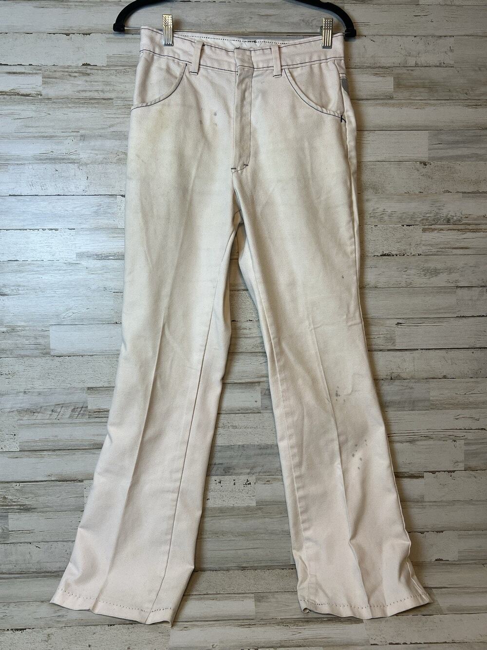 VTG 70s Sears “Put On Shop” Jeans Destroyed Workwear USA Distressed Flare 29x31